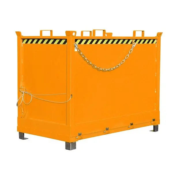 Contenedor con base de caída pintado en naranja amarillo