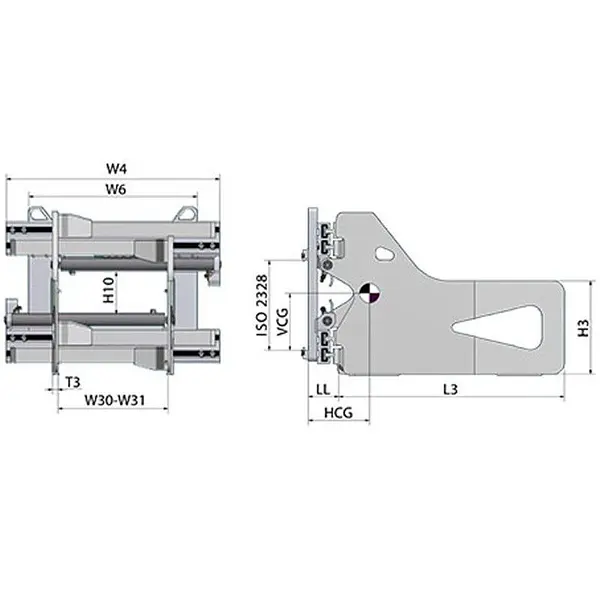 Pinza Bullet FEM3 para montacargas