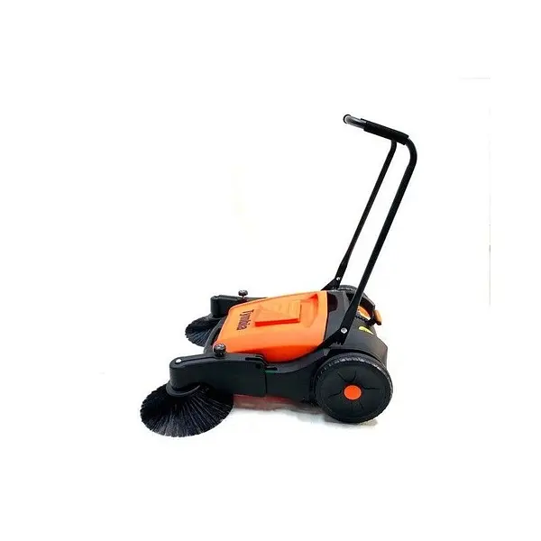 Electric manual sweeper with 3 brushes and water spray system