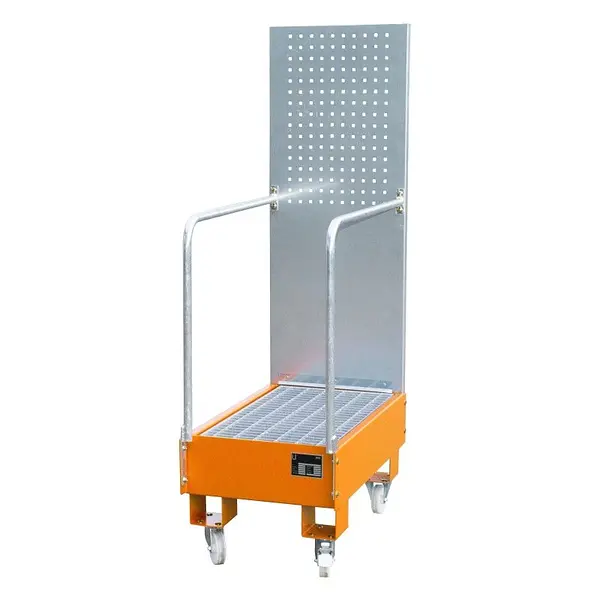 Bandeja colectora móvil con panel perforado, pintada, Amarillo naranja
