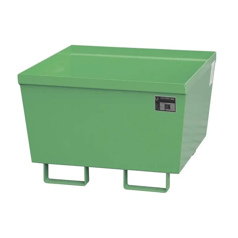 Collector tray painted green for small drum storage