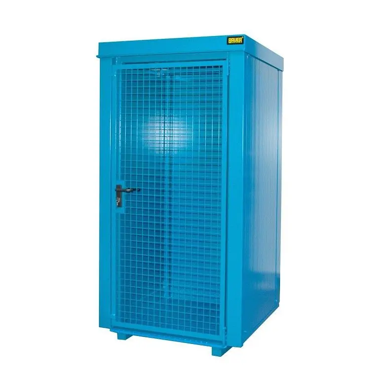Gas cylinder storage container painted light blue