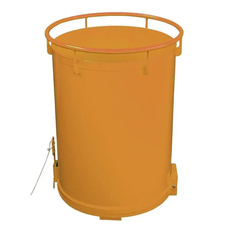 Cylindrical container painted orange yellow
