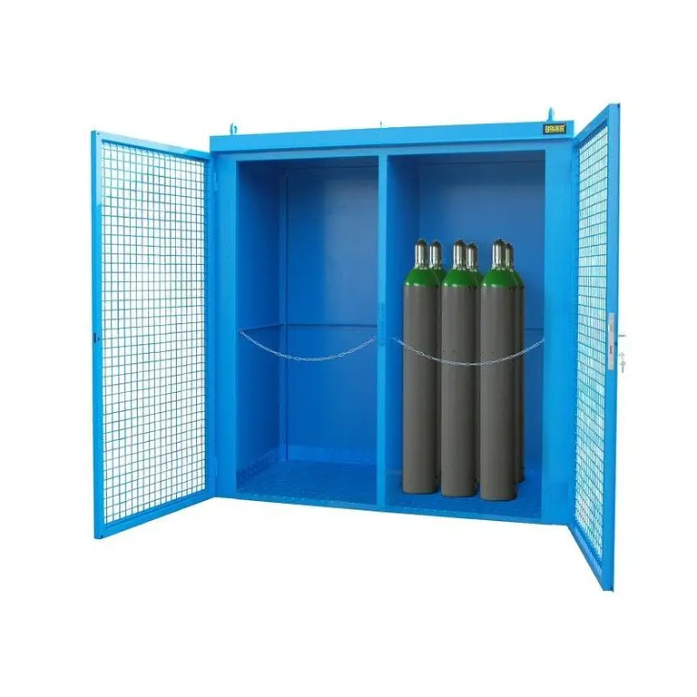 Gas cylinder storage container painted light blue