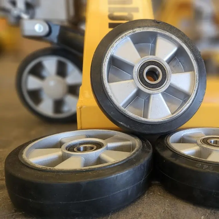 Rubber rotating wheel for pallet truck 180x50mm 20mm shaft