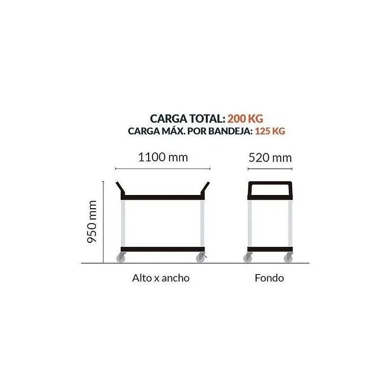 Stainless steel cart with 3 trays