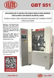 Máquina de afilado lateral CNC totalmente automática Elite GBT 851 para sierras circulares de carburo