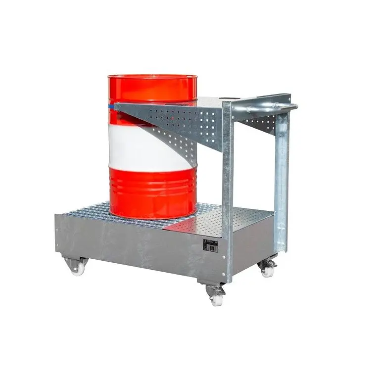 Mobile sump with perforated panel, hot-dip galvanized