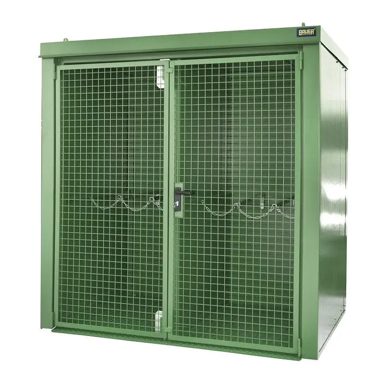 Gas cylinder storage container painted green