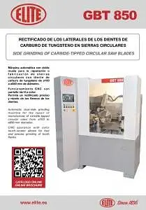 Máquina de afilado lateral manual Elite GBT 750 para sierras circulares de carburo