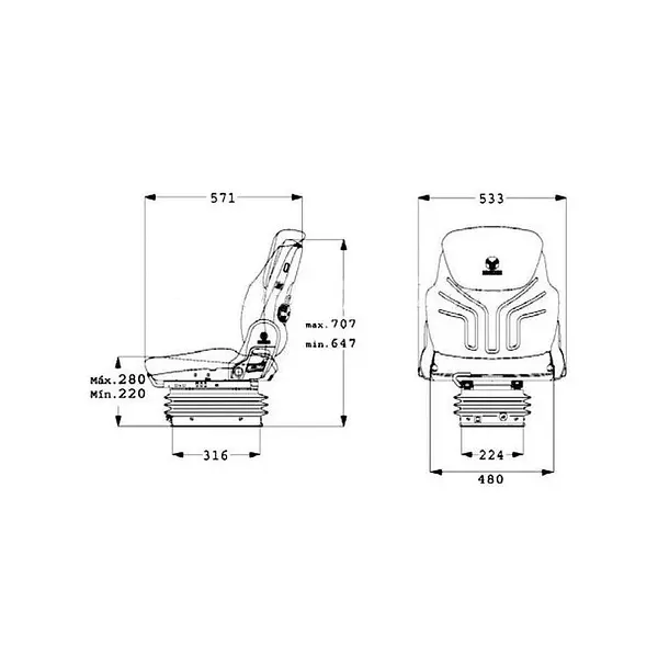 Asiento Grammer Compacto Basic W  para maquinaria agrícola