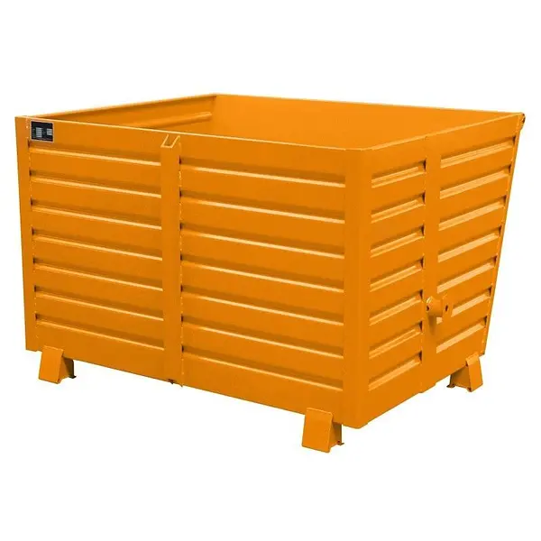 Contenedor apilable de vuelo pintado en naranja amarillo