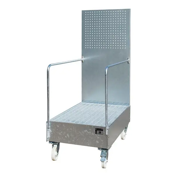 Mobile collecting tray with perforated panel, hot-dip galvanized