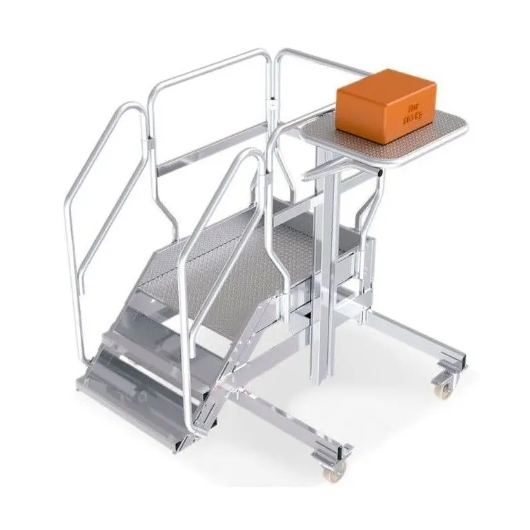 Aluminum lightweight foldable ladder with platform and rail