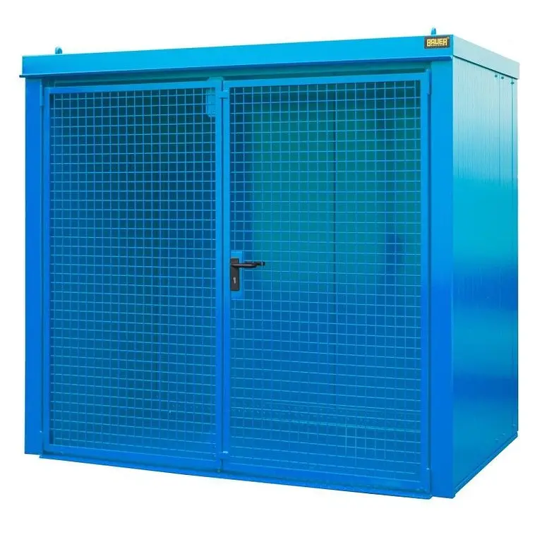 Gas cylinder storage container painted light blue
