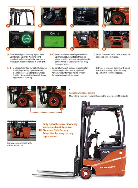 NobleLift FE3R08-12N 800/1000/1200 kg N Series 3 wheel electric forklift