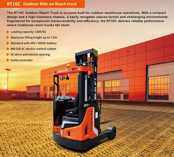1600 kg sit on reach truck with superelastic tyres NobleLift RT16C