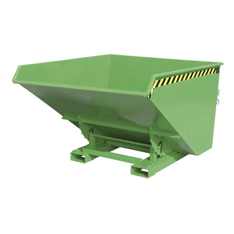 Container basculante verde con mecanismo de descarga automática