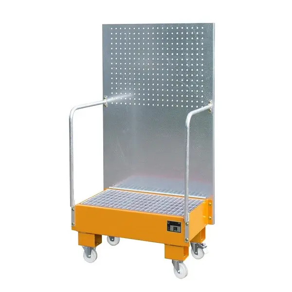 Bandeja colectora móvil con panel perforado, pintada, Amarillo naranja