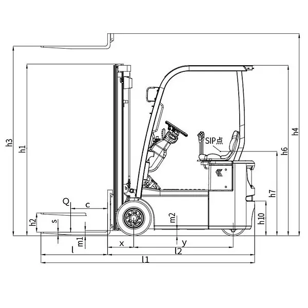 TYMBIA lithium 3-wheel forklift 1200kg with triplet mast 4500mm