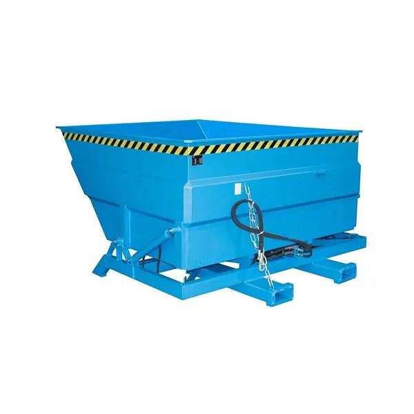 Contenedor basculante, pintado, azul claro