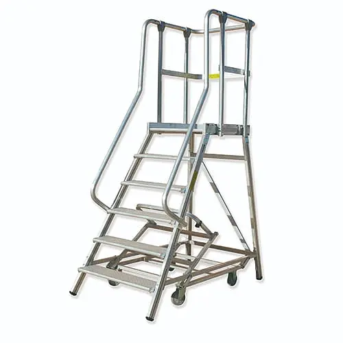 Mobile aluminum ladder with platform and 8 steps