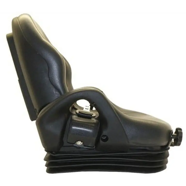 Forklift seat with suspension and belt
