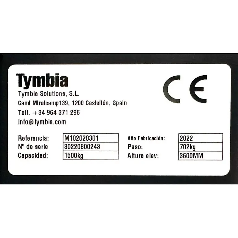 Apilador eléctrico de 1500kg con elevación de 3600mm