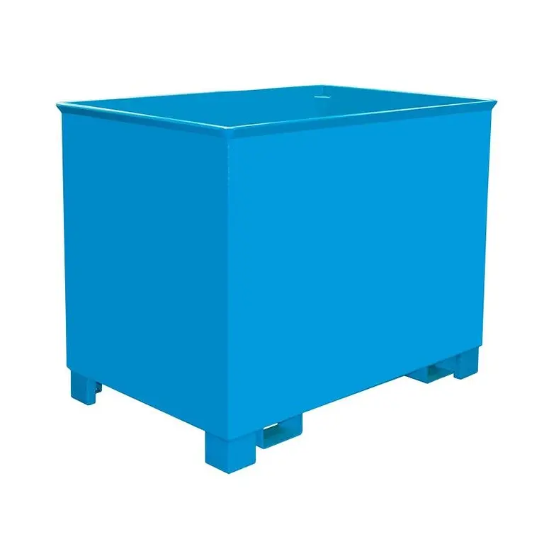 Papelera, pintada, Azul claro