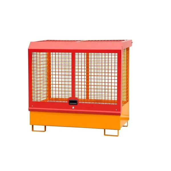 Gas pumps tank painted orange yellow with 2200 liter drums
