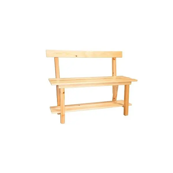 Wood banks with backrest made of varnished pine