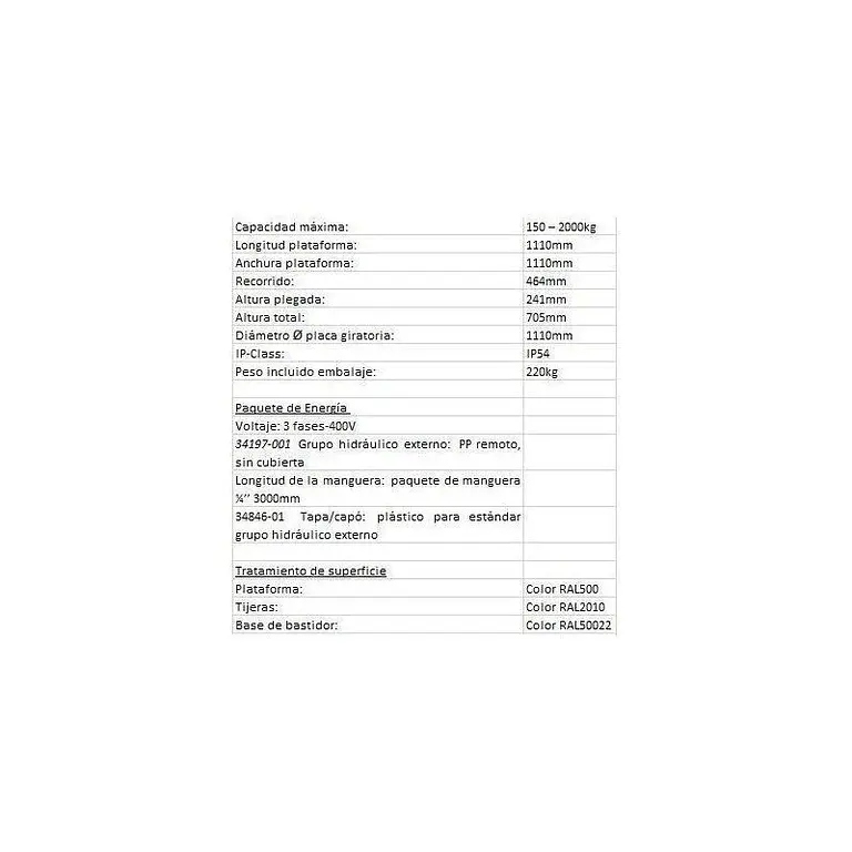 Mesa Posicionadora 2000kg