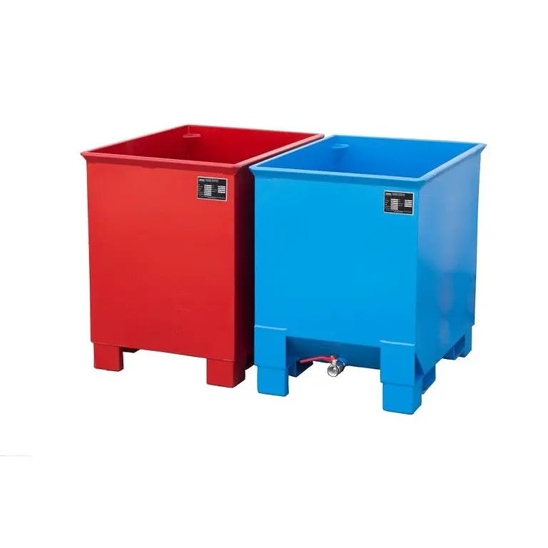 Papelera, pintada, Azul claro