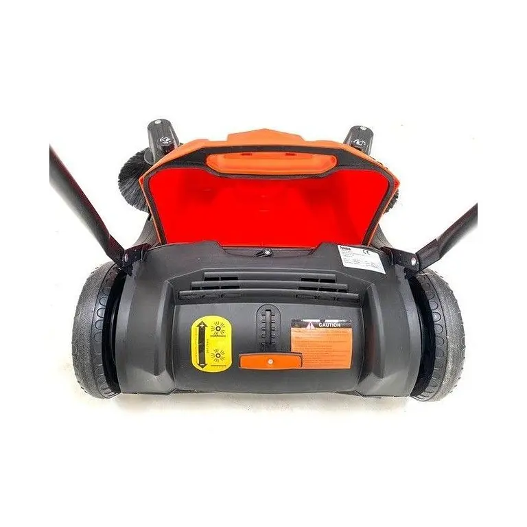 Electric manual sweeper with 3 brushes and water spray system