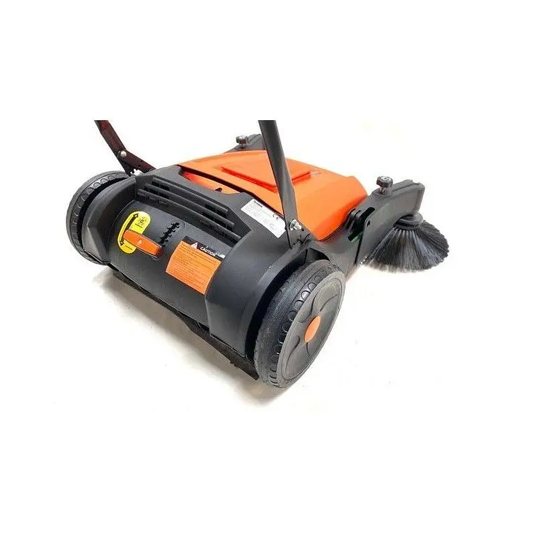 Electric manual sweeper with 3 brushes and water spray system