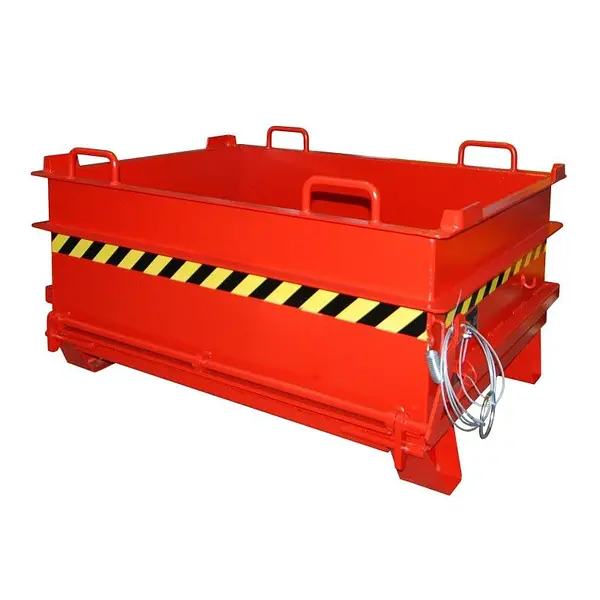 Contenedor de materiales de construcción, pintado, rojo fuego