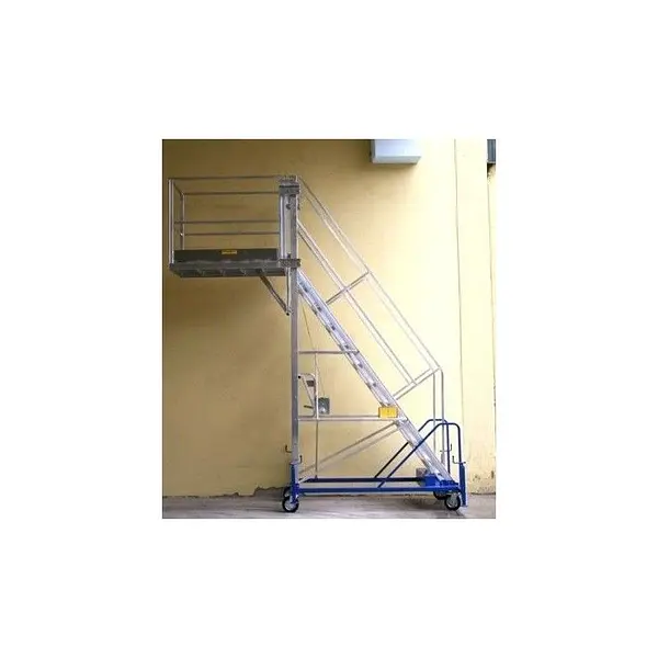 Adjustable industrial ladder with platform