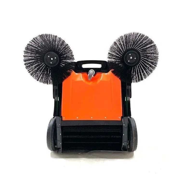 Electric manual sweeper with 3 brushes and water spray system
