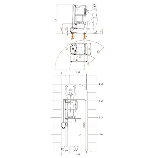 Plataforma Autopropulsada en suelo 200kg a 1950mm Elevación