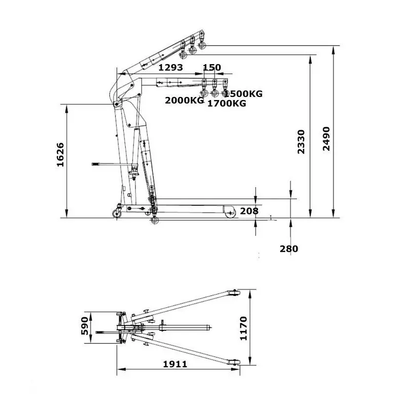 Crane foldable 2000kg