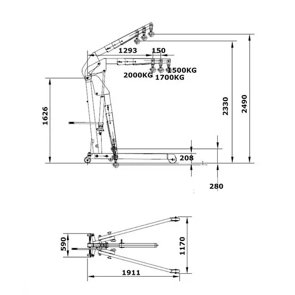 Crane foldable 2000kg