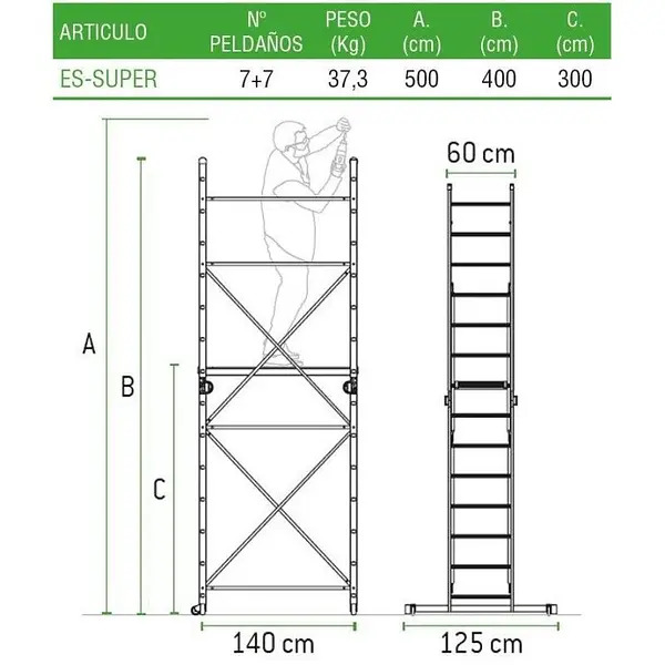Mini andamio de aluminio 150kg - Escalera de apoyo