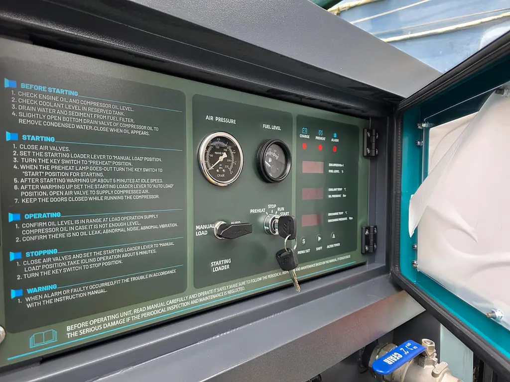 Compresor de aire rotativo de tornillo portátil Cummins diésel