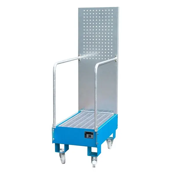 Bandeja colectora móvil con panel perforado, pintada, Azul claro