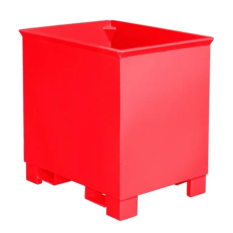 Papelera, pintada, rojo fuego