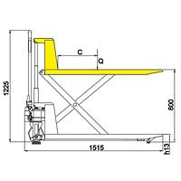 Pallet truck with 90 degree tilt 1000kg