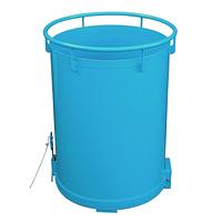 Cylindrical container painted light blue