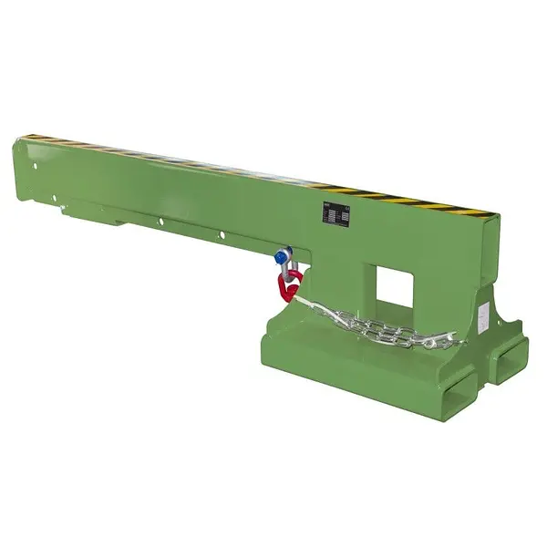 Brazo de grúa extensible pintado de verde