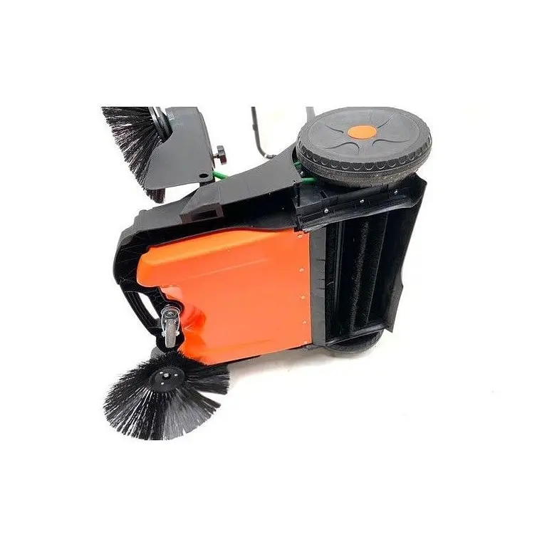 Electric manual sweeper with 3 brushes and water spray system