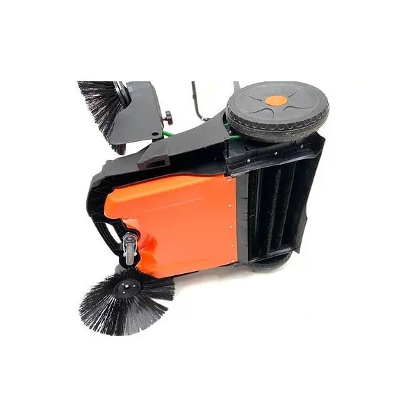 Electric manual sweeper with 3 brushes and water spray system
